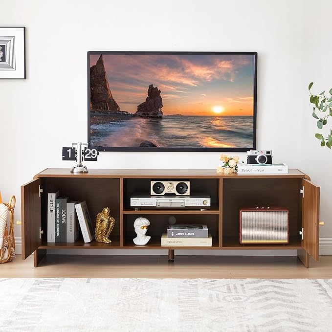 MAHYIZYI 58'' TV Stand for 65 inch TV, Mid Century Modern Entainment Center - Image 3