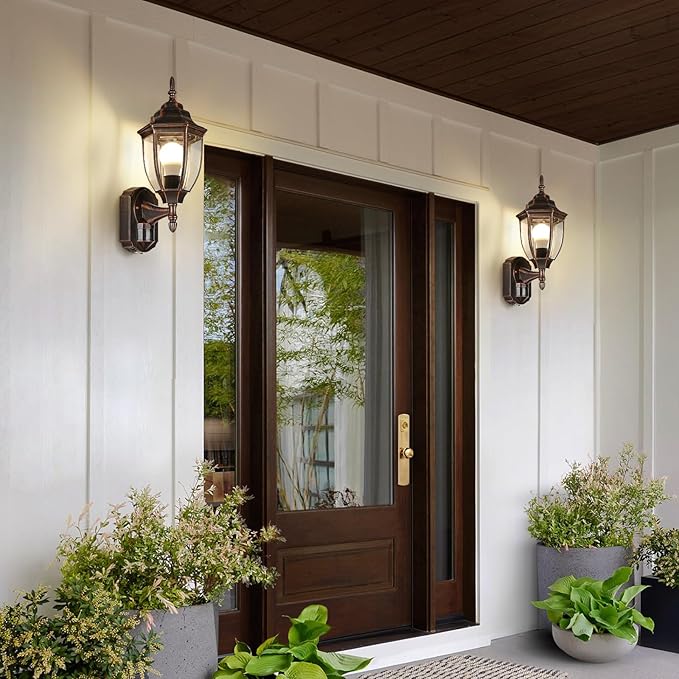 Lamomo Outdoor Wall Sconce, 2 Pack Dusk to Dawn Motion Sensor Light Fixtures - Image 4
