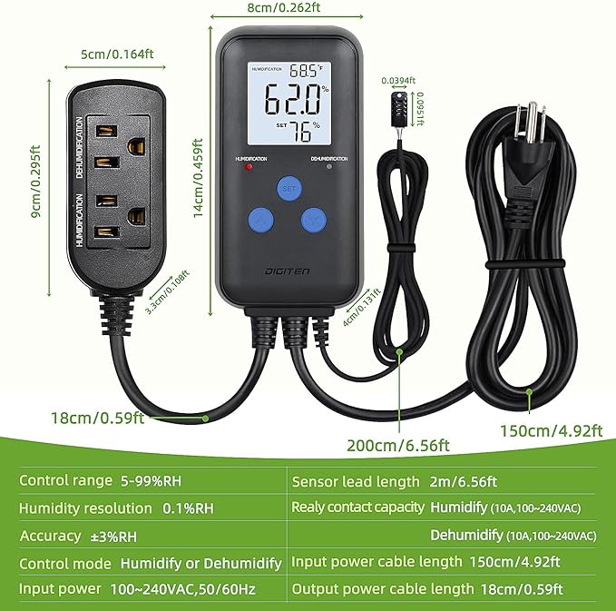 DIGITEN Humidity Controller Pre-Wired Digital Humidistat - Image 3