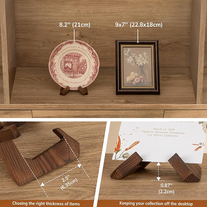 ANBOXIT Bowl Stands for Display, 3.5 Inch Plate Holder, Wooden Easel Frame - Image 3