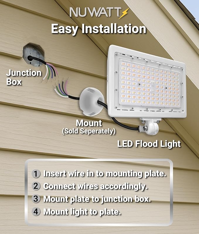NUWATT 90W LED Flood Light, 3CCT 3000K/4000K/5000K Selectable, IP65 Waterproof - Image 9
