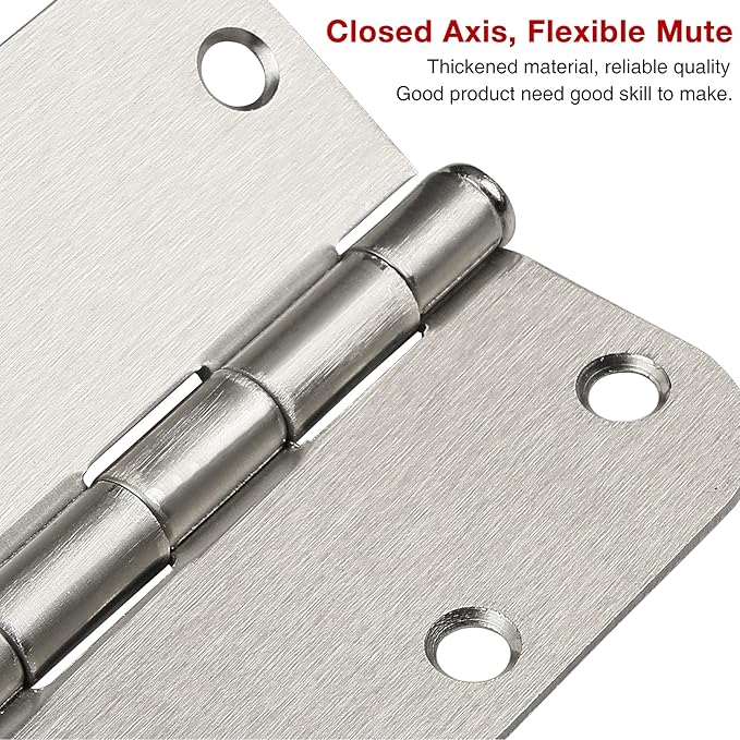 30 Pack Rounded Satin Door Hinges Brushed Nickel 3.5 Inch Interior 3 1/2 Inch - Image 4