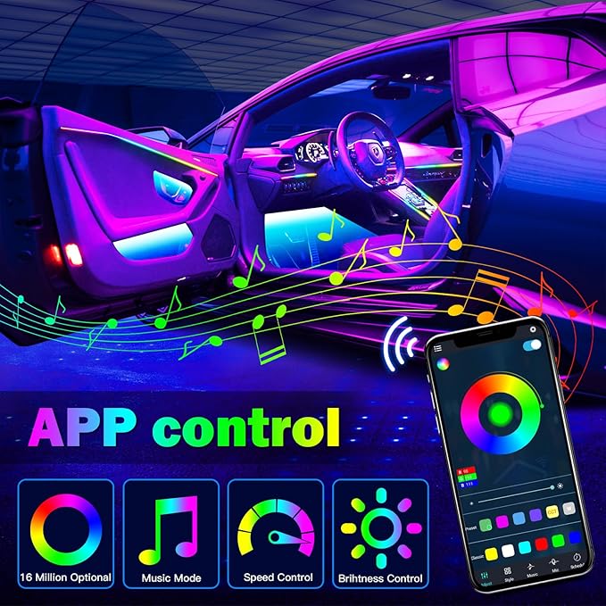WEBUPAR Dreamcolor 6 in 1 Car LED Strip Lights - Image 4