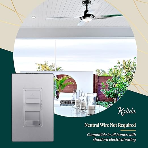 TOPGREENER Kalide Light Switch and 3-Speed Ceiling Fan Control Combo, in Wall - Image 5