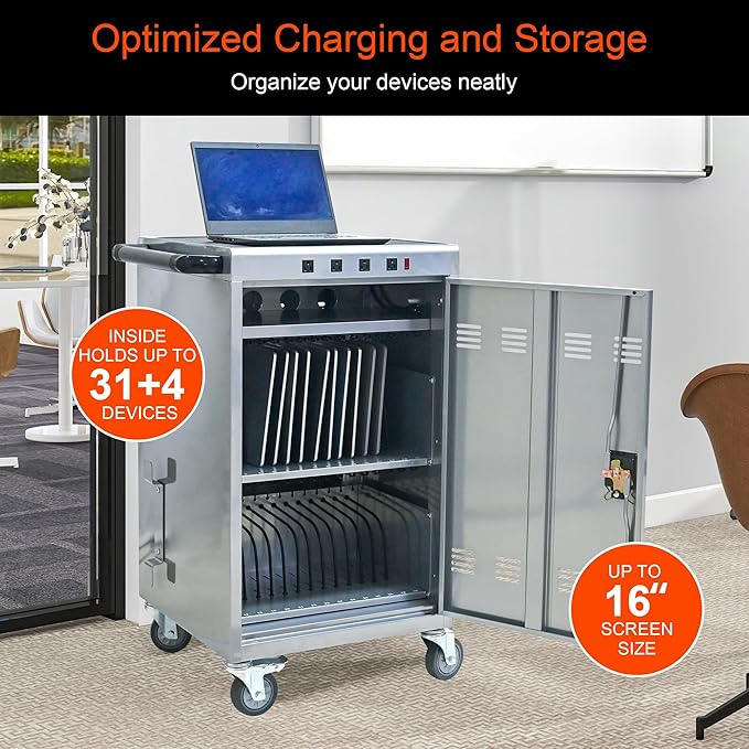 Aokleo Laptop Charging Cart, 35 Devices Tablet Storage Carts - Image 4