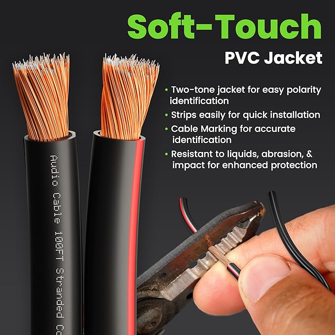 16AWG Speaker Wire, GearIT Pro Series 16 Gauge Speaker Wire Cable Great Use - Image 5