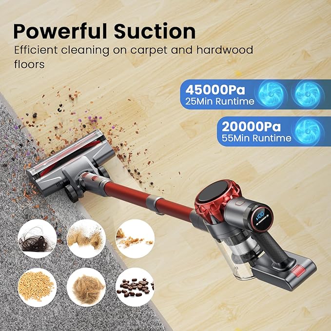 UML0 S3P Cordless Vacuum Cleaner, 45kPa Powerful Suction Vacuum Cleaners - Image 2