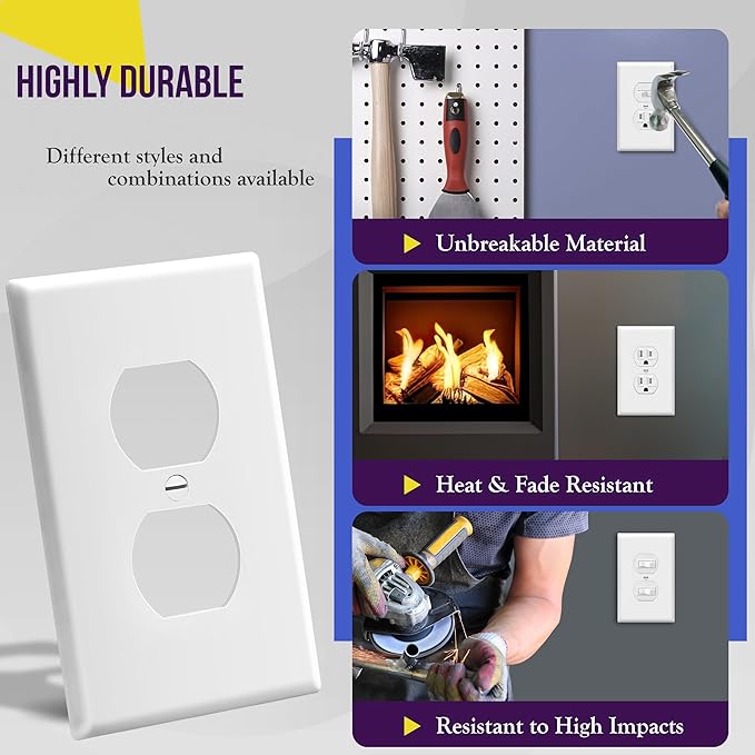 ENERLITES Mid-Size Duplex Receptacle Outlet Wall Plate, Electrical Outlet - Image 4