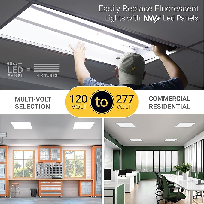 NUWATT 40 Pack 2x2 LED Flat Panel Lighting, Drop Ceiling Light Wattage - Image 6