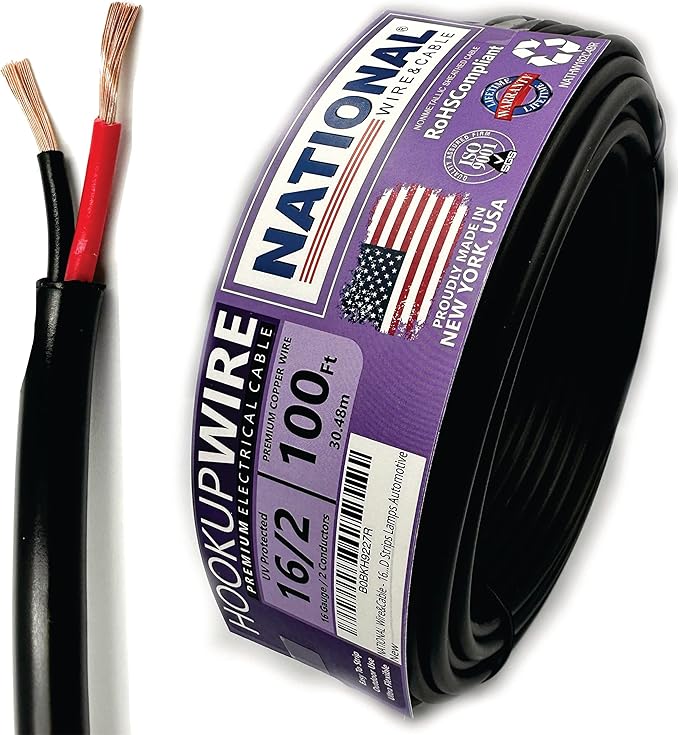 NATIONAL Wire & Cable – 16 AWG 2-Conductor Premium Copper Wire, 100 ft by NATIONALWireCable