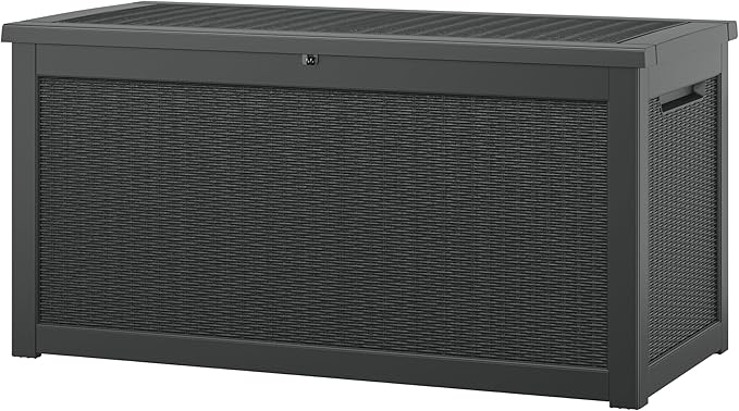 NUNU LAB 300 Gallon Outdoor Storage Box, Resin Large Sturdy Deck Box, Backyard by NUNULAB