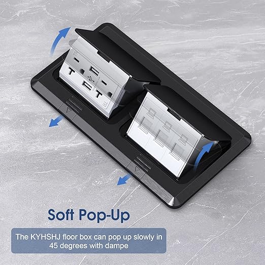KYHSHJ Dual Pop-Up Floor Electrical Outlet Box Kit，20 Amp Stainless Steel USB - Image 2