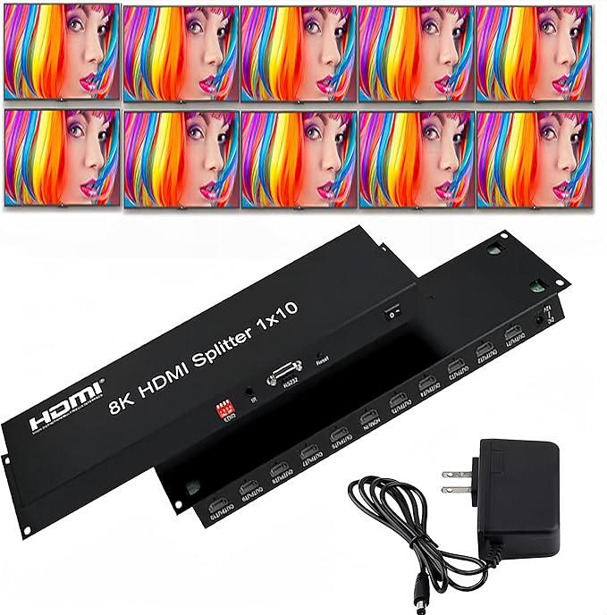 8K HDMI Splitter 1×10 HDMI2.1 Replicator Distributor 1 in 10 Out Affordable by Unknown