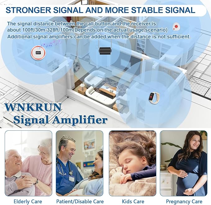 Wireless Caregiver Pager Call Button Emergency Calling System 328 Feet 1 Call - Image 5