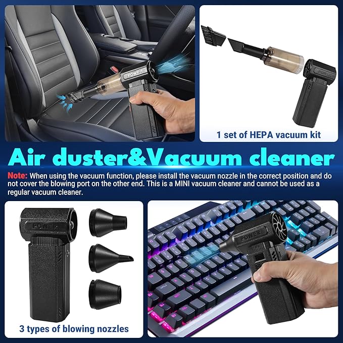 Newdehanm Violent Turbo Fan, Electric Compressed Air Duster & Vacuum Cleaner - Image 4