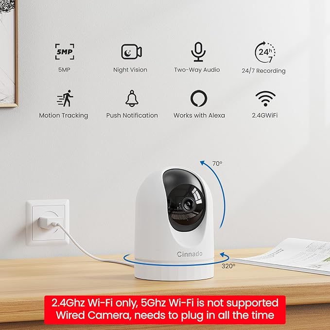 Cinnado Security Camera Indoor-2K 360° WiFi Cameras - Image 2