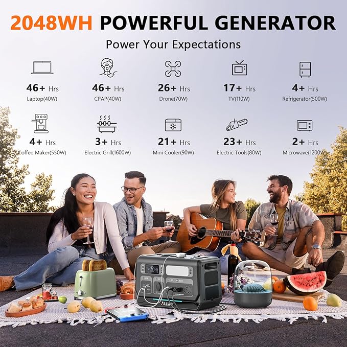 ALLWEI 2400W LiFePO4 Power Station, 2048Wh Solar Generator - Image 8
