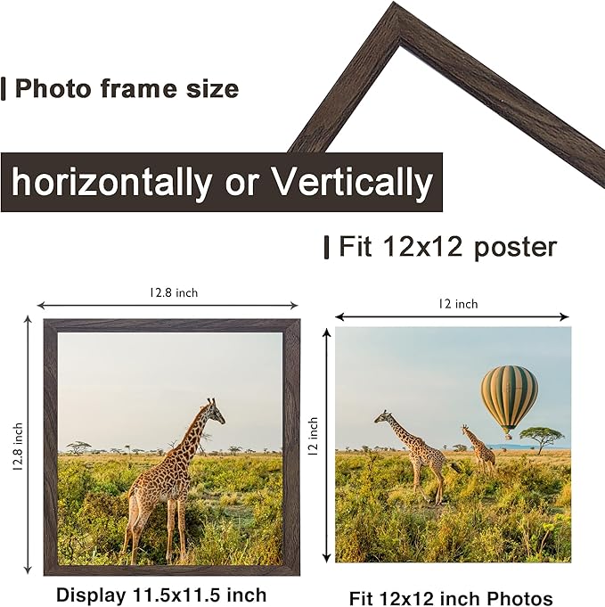 TKYGU 12x12 Picture Frame Set of 3, walnut Wooden Frame 12by12 Square Wall - Image 2
