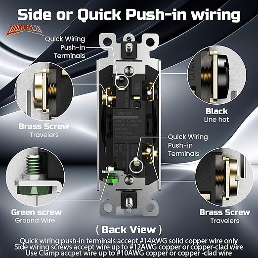 ThunderWay Matte Black 3 Way Decorative Light Switch - Image 3