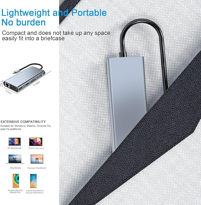 USB C HUB, USB C Adapter 11 in 1 Dongle - Image 8