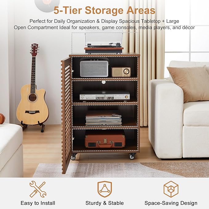 LEVNARY 5-Tier AV Media Cabinet - Image 4