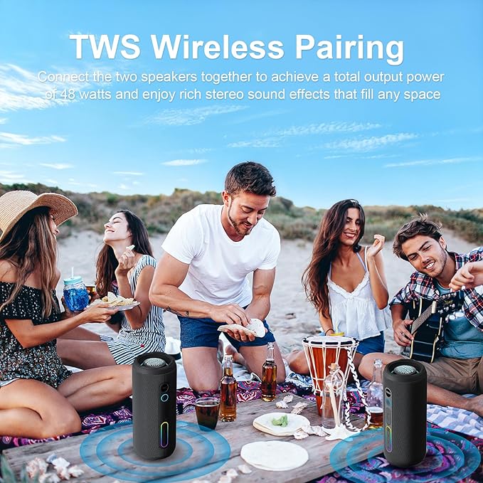 YOLOEMOT Portable Speaker Bluetooth, Powerful Deep Bass, Wireless Stereo Pairing - Image 3