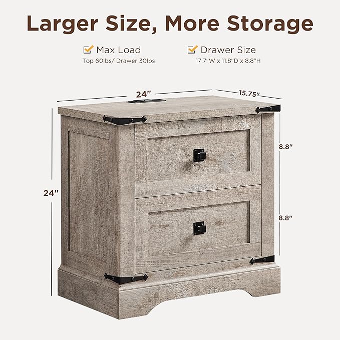 T4TREAM 24" Farmhouse Nightstand - Image 2