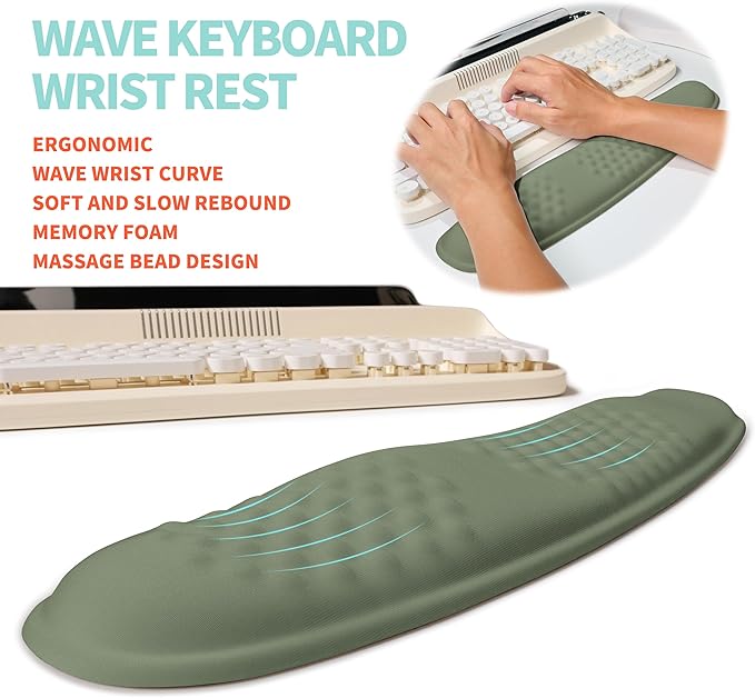 KUOSGM 2-in-1 Ergonomic Set, Wave Rise Keyboard Wrist Rest and Massage Bulge - Image 2