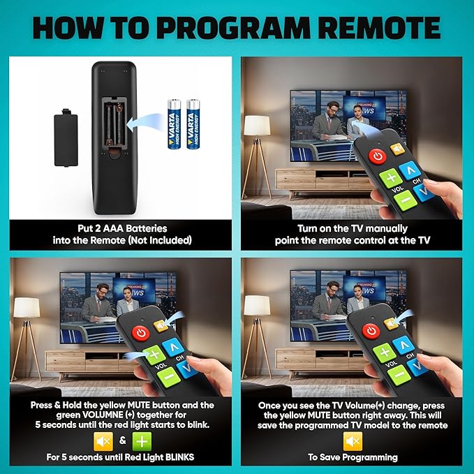 EZclicker TV Remote for Seniors, Extra Simple Big Button Remote Works - Image 6
