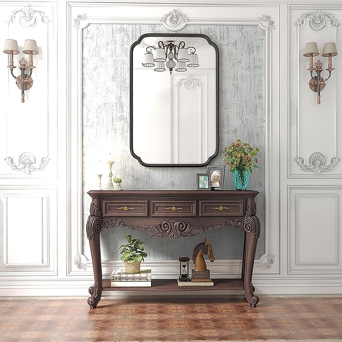 Black Bathroom Vanity Mirrors for Over Sink 24" x 36" Modern Rounded Corner - Image 3
