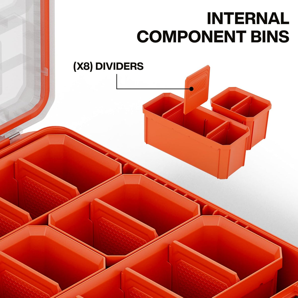 klein tools 54500mbx modbox tall compartment box, half-width showing dimensions