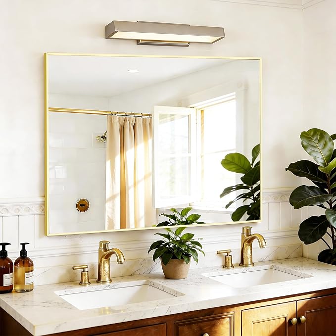 40x48inch Gold Bathroom Mirror, Large Rectangular Wall Mirrors - Image 2