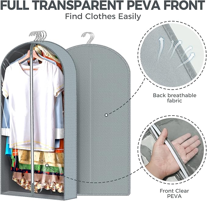 6 pcs 40" Garment Bags for Hanging Clothes, Garment Bags for Travel Covers - Image 6