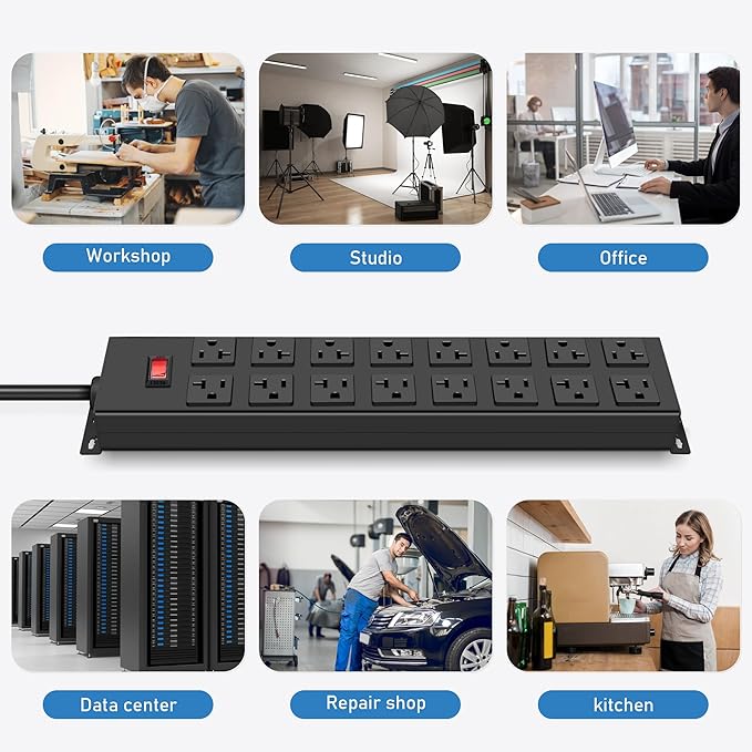 JUNNUJ Heavy Duty 20 Amp Power Strip - Image 7