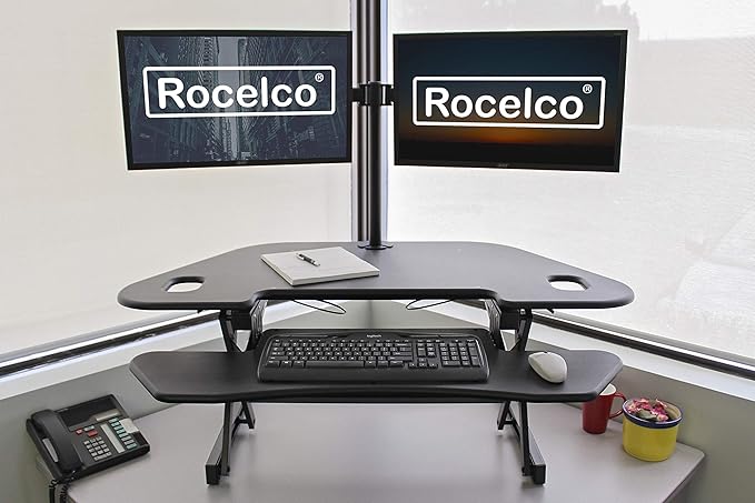 Rocelco 46" Height Adjustable Corner Standing Desk Converter - Image 2