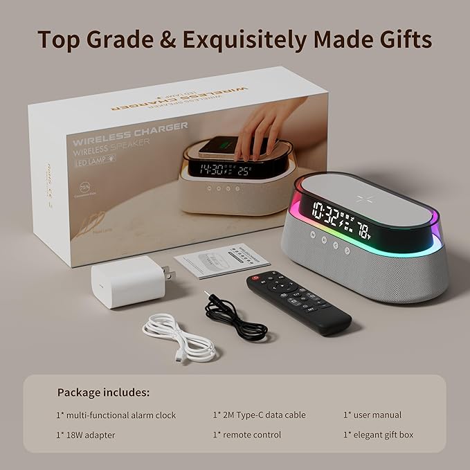 KUANGXIANG 6-in-1 Bluetooth Speaker Alarm Clock - Image 5