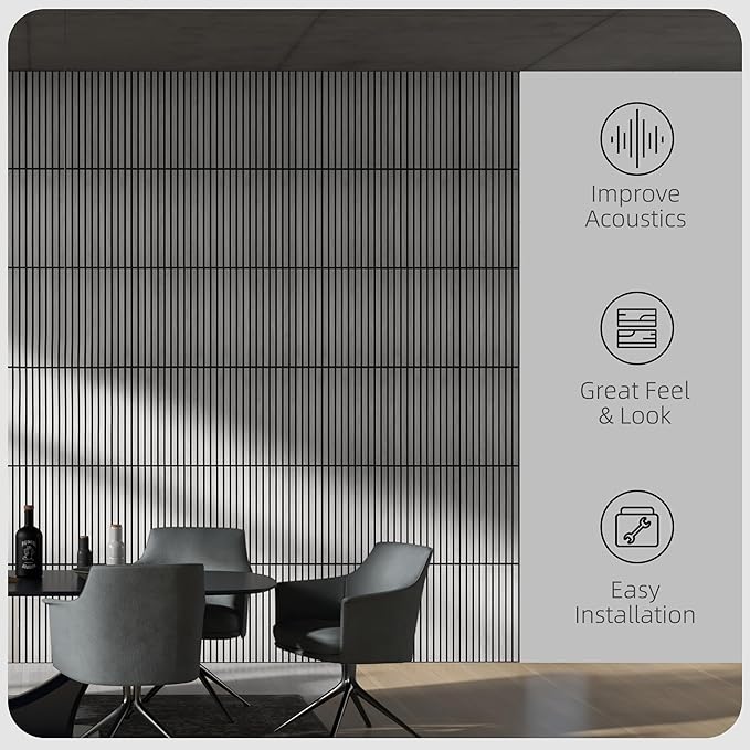 HOMCOM 4 Pack 3D Acoustic Panels, Wood Slat Wall Paneling - Image 3