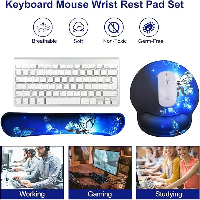 Mouse Pad Keyboard Wrist Rest, Gel Non Slip Rubber Wrist Support Rest Mouse Pad - Image 5