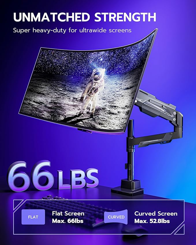ARES WING CoreArm Single Monitor Mount, Ultrawide Monitor Arm - Image 2