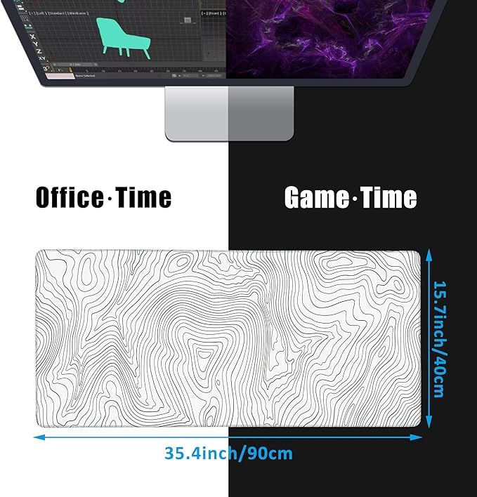 EOBKLAX Mouse Pad, Topographic Line Desk Mat - Image 2