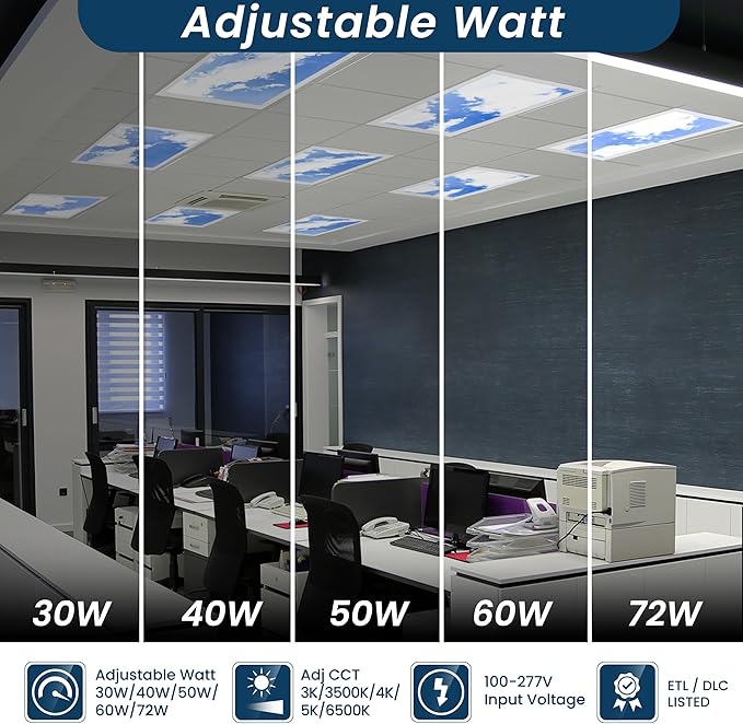 4-Pack 2x4 LED Flat Panel Light, Drop Ceiling Light Fixture - Image 4