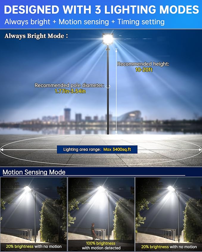 Gefolly SL-5200W Solar Street Lights Outdoor, 520000LM Commercial Parking Lot - Image 3