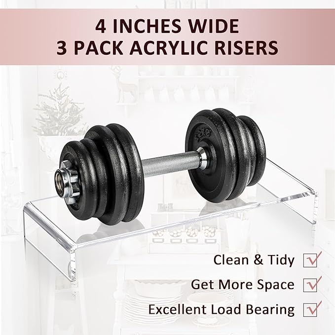 LFTYTUO 1 Set Large Acrylic Clear Display Risers, 3 Sizes 12" Rectangular - Image 3