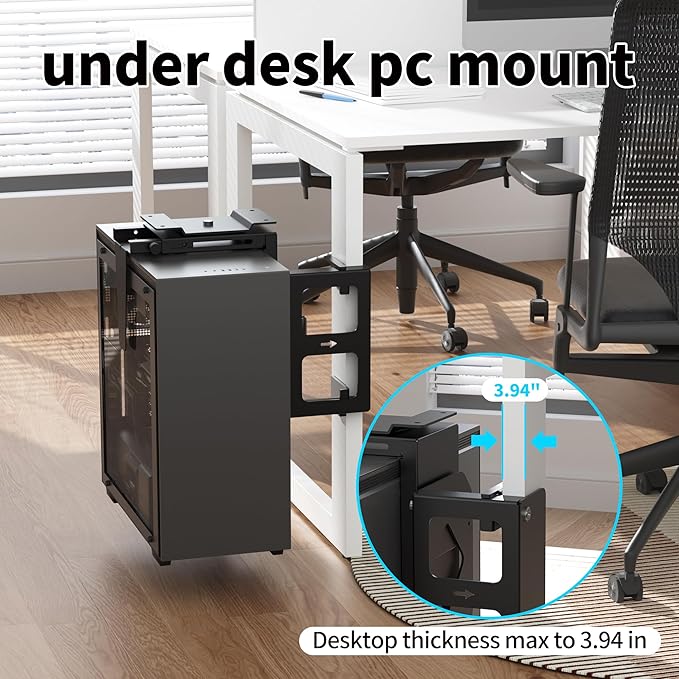 Pholiten Under Desk CPU Mount, Universal Desk Leg CPU Mount, 3.94 to 11.61 inch - Image 3