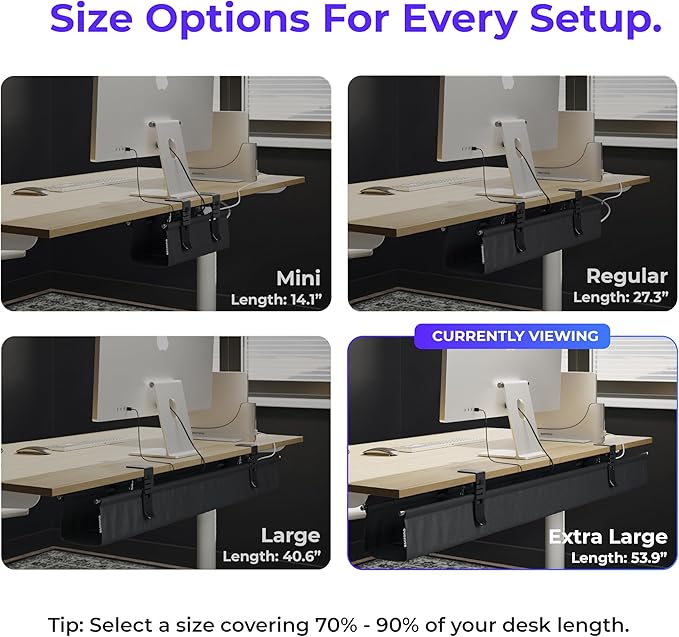 Ascrono Original No Drill Under Desk Cable Management Tray 53.9" - Image 4
