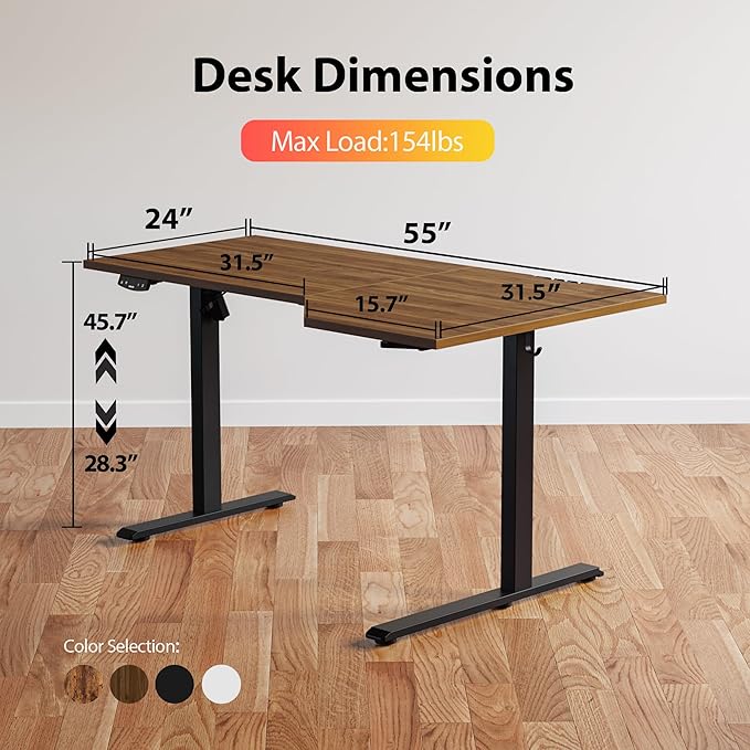 Agilestic Electric Standing Desk, L-Shaped 55 Inches Height Adjustable Desk - Image 3