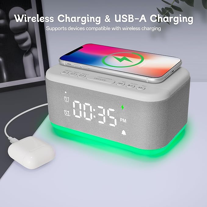 Bluetooth Alarm Clock Radio Bedroom, Digital Dual Alarm Clock Bedroom - Image 4