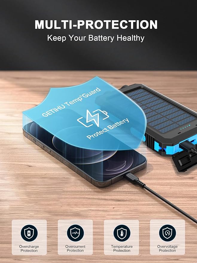 Solar Charger, 38800mAh Solar Power Bank, Waterproof External Backup Battery - Image 5