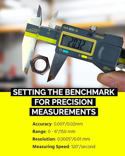 iGAGING Absolute Origin 0-6" Digital Caliper, IP54 Stainless Steel, SPC/USB - Image 5