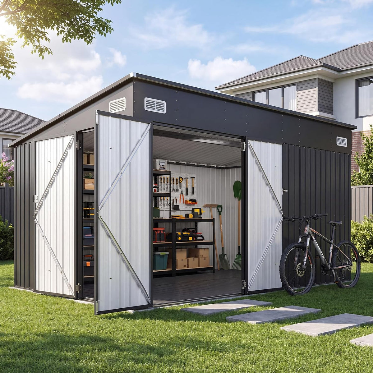 8'x10' lean to shed metal storage shed with, main product view